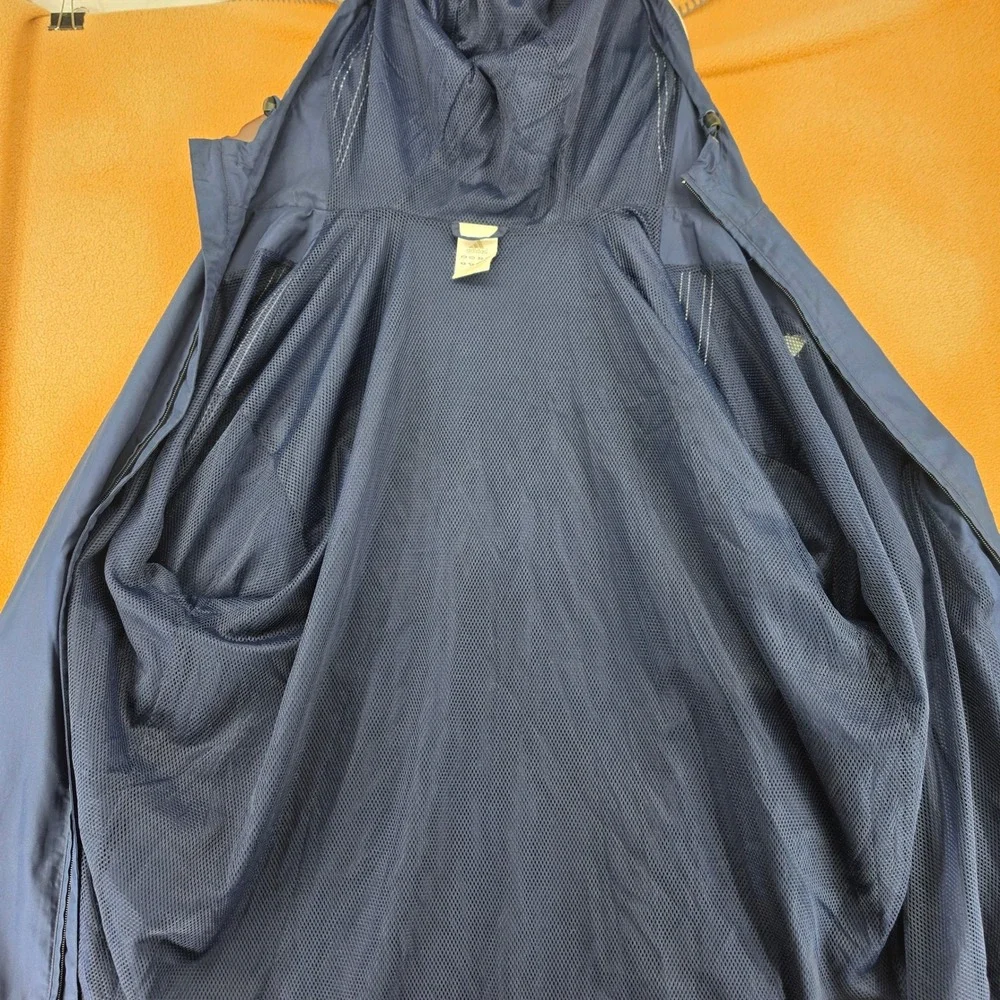 Adidas Mens Navy Blue 3-Stripe Hooded Mesh Lined Windbreaker Jacket Large 544144